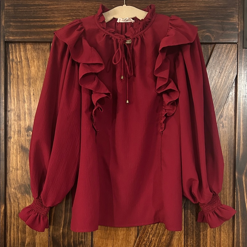 Entro Ruffled Red Blouse Women’s Medium